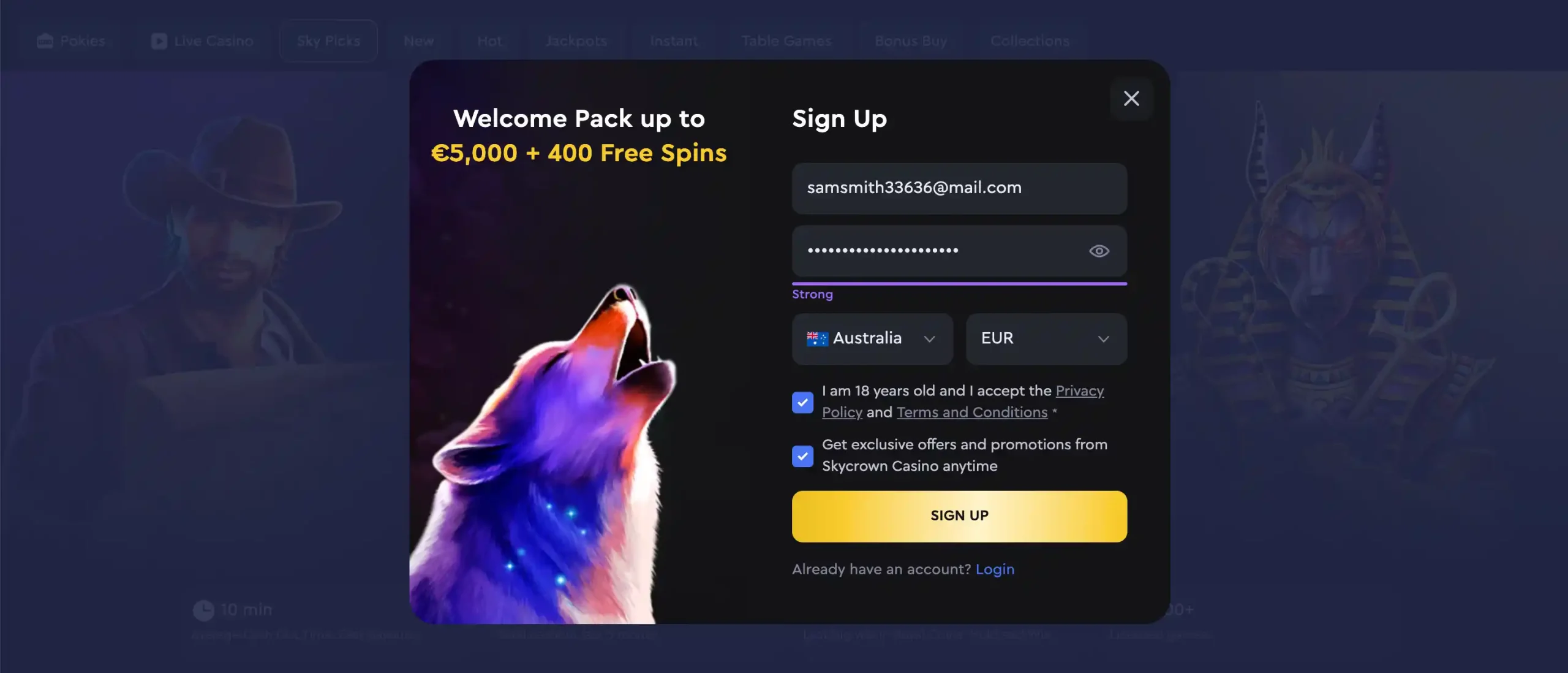 SkyCrown Casino Sign up